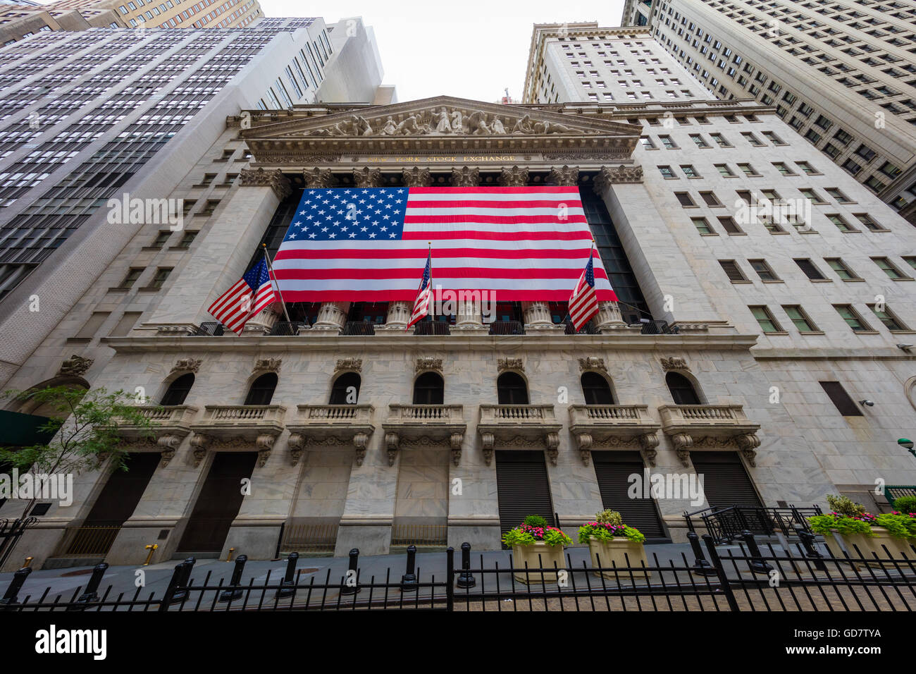 The New York Stock Exchange is an American stock exchange located at 11 Wall Street, Lower Manhattan, New York City Stock Photo