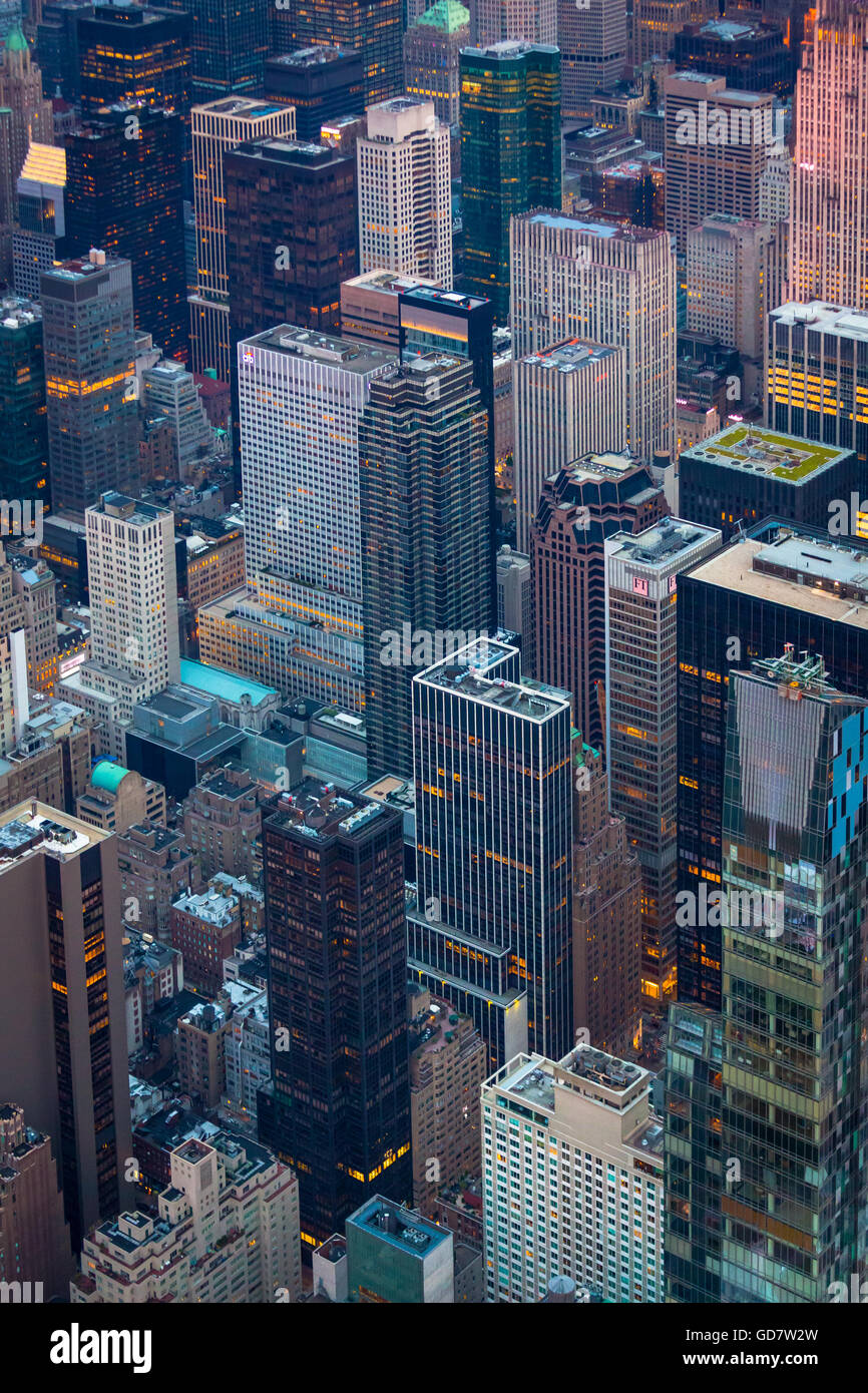 Manhattan is the most densely populated of the five boroughs of New York City. Stock Photo