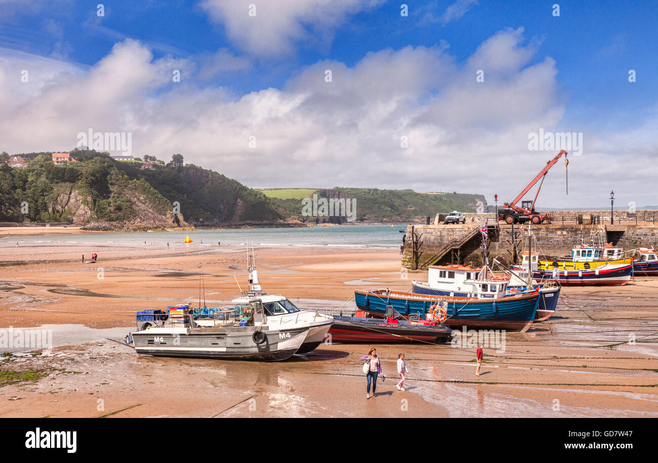 Tenby Harbour at low tide, Pembrokeshire, Wales, UK Stock Photo