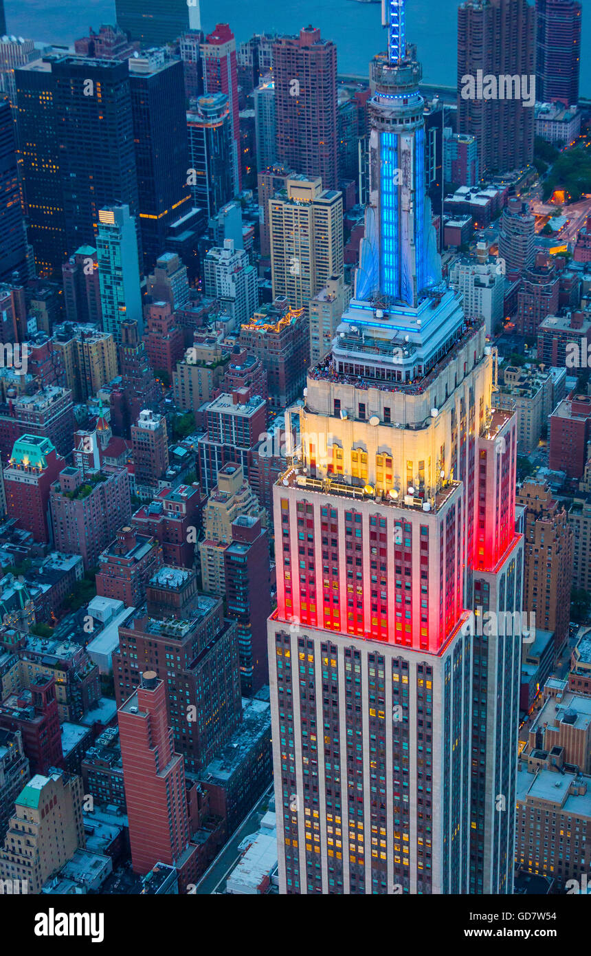 The Empire State Building is a 102-story landmark Art Deco skyscraper in New York City, United States Stock Photo