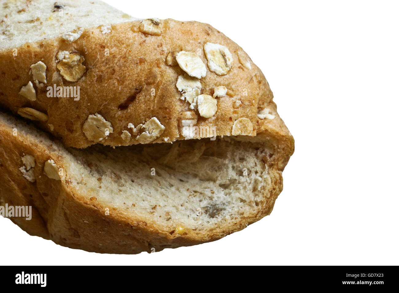 twist of slice whole wheat bread isolated on white background Stock Photo