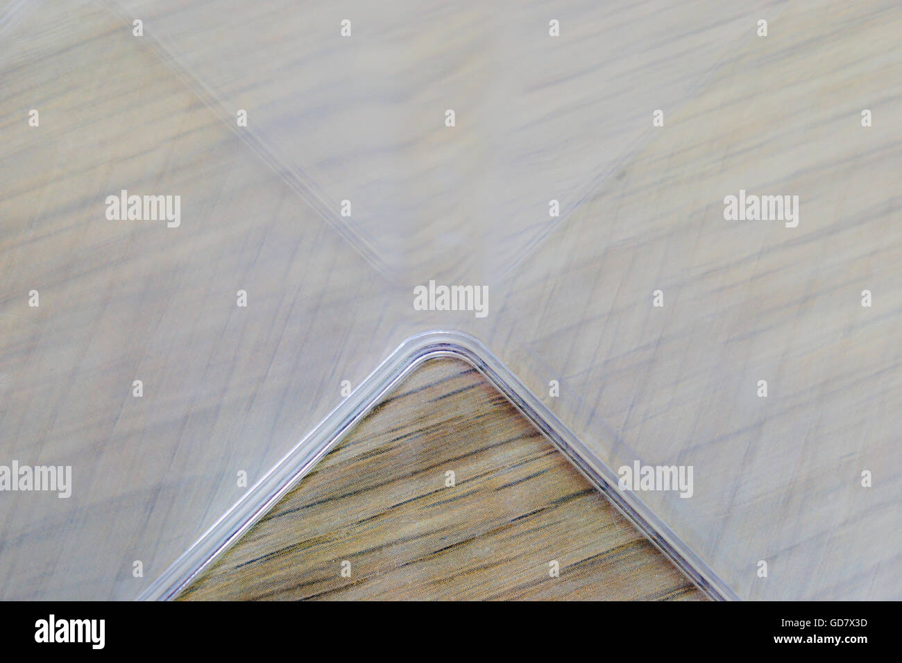 reflect of wood texture in plastic box for background Stock Photo