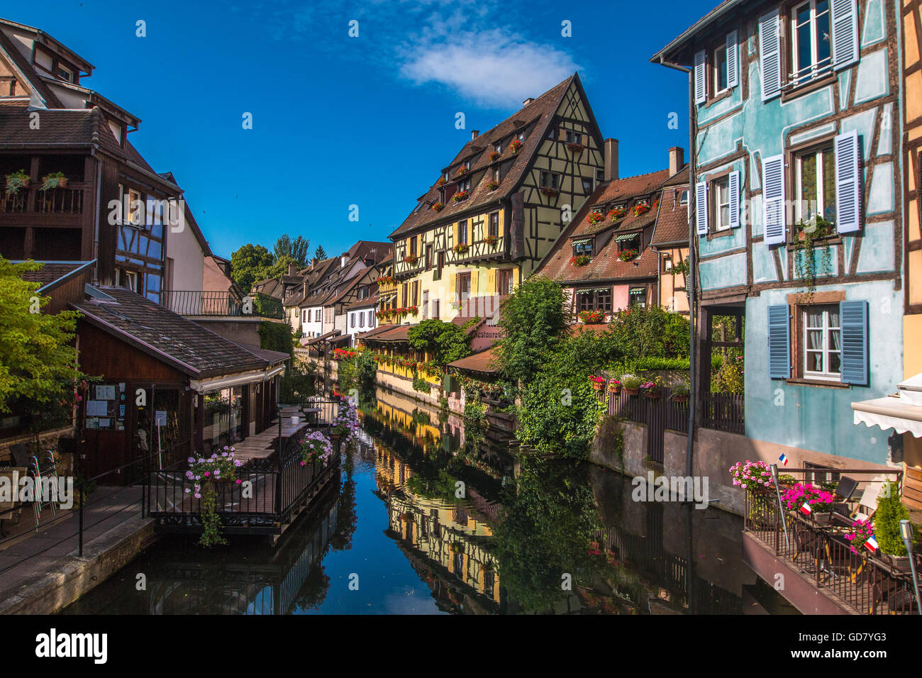 Petite Venice quarter in Colmar town Alsace France Stock Photo