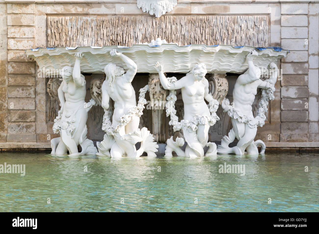 Baroque sculptures of fountain in Belvedere gardens in Vienna, Austria Stock Photo
