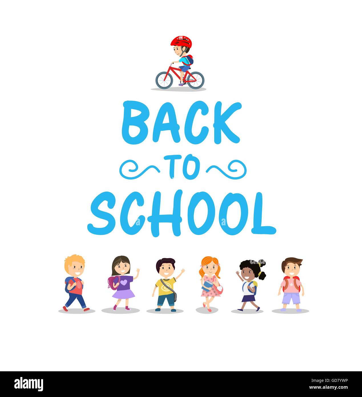 Happy Kids On White Background Back To School Concept Stock Vector Image Art Alamy