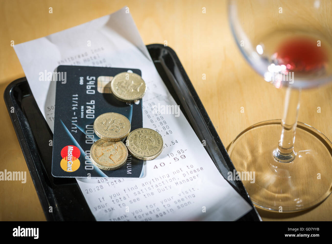 Leaving a tip for the waiter / waitress after a meal in a restaurant