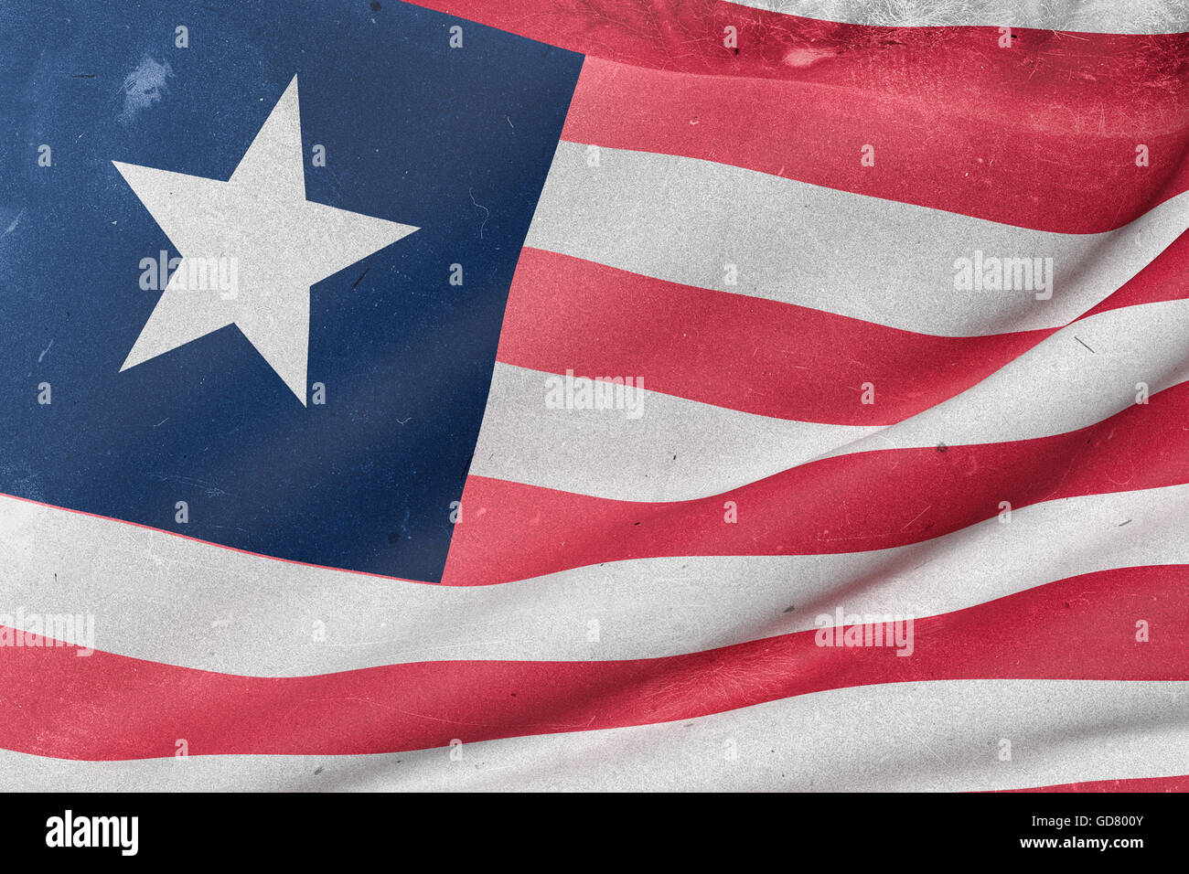 3d rendering of an old and dirty Liberia flag waving Stock Photo - Alamy