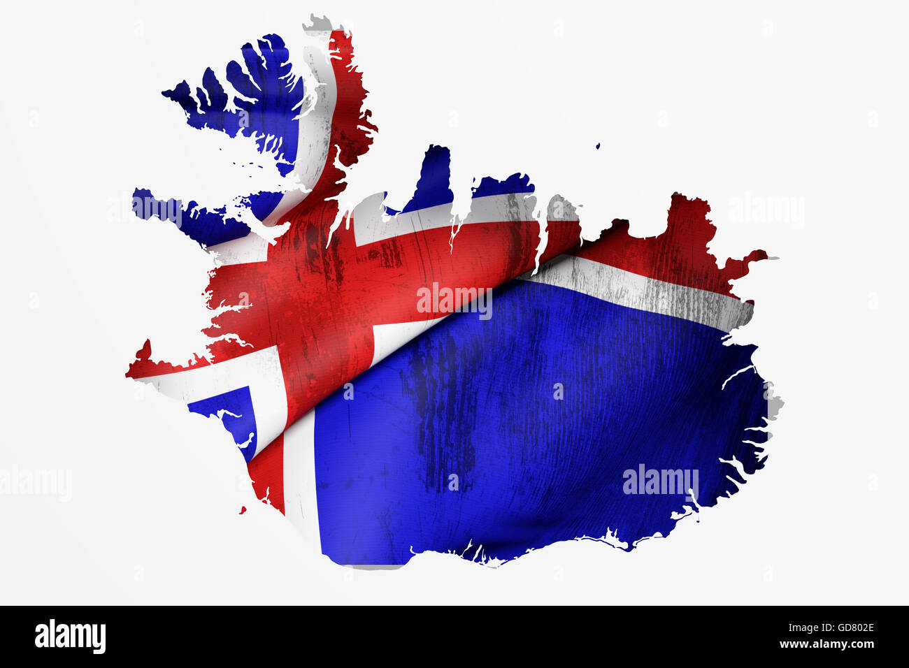 3d rendering of Iceland map and flag on white background Stock Photo ...