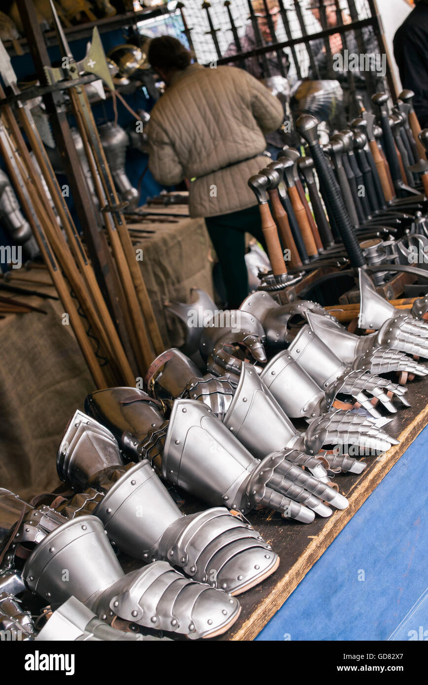 Medieval armory stall at the Tewkesbury medieval festival 2016 ...