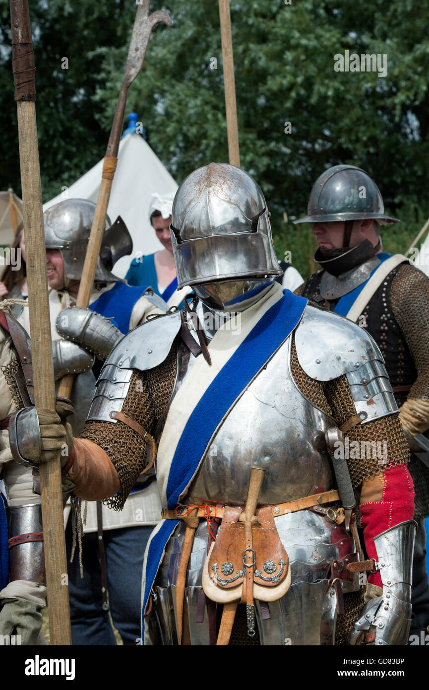 Medieval lancastrian knights battle ready at Tewkesbury medieval