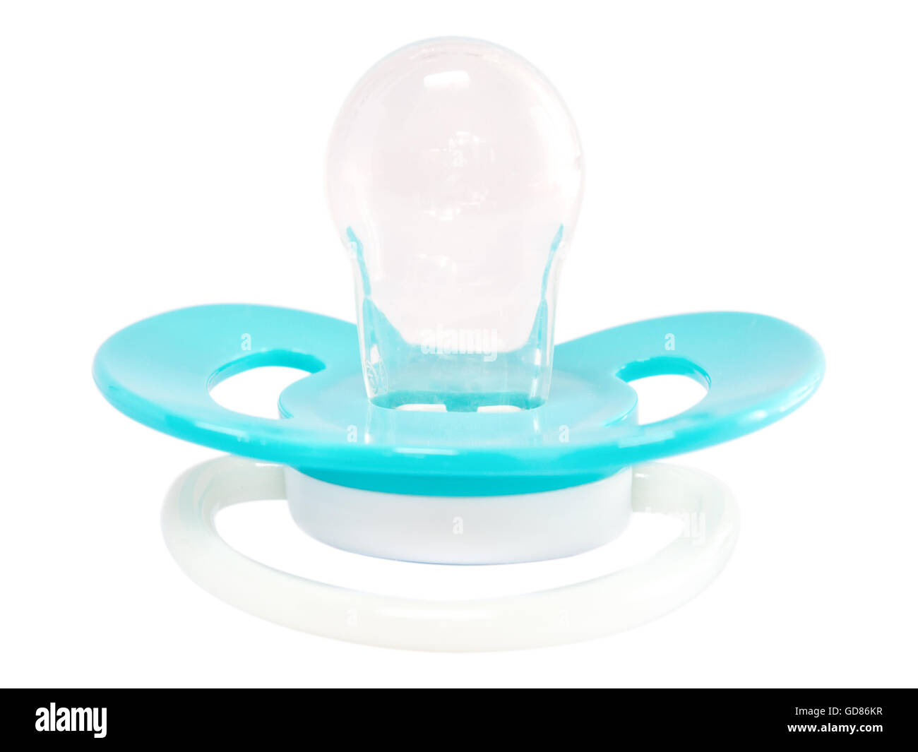 Blue baby dummy isolated on white Stock Photo Alamy