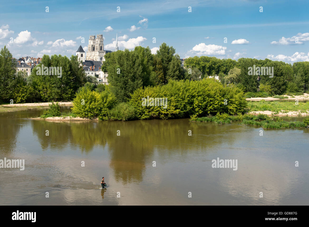 Europe, France, Loiret region, Orleans, Loire river and cityscape Stock Photo
