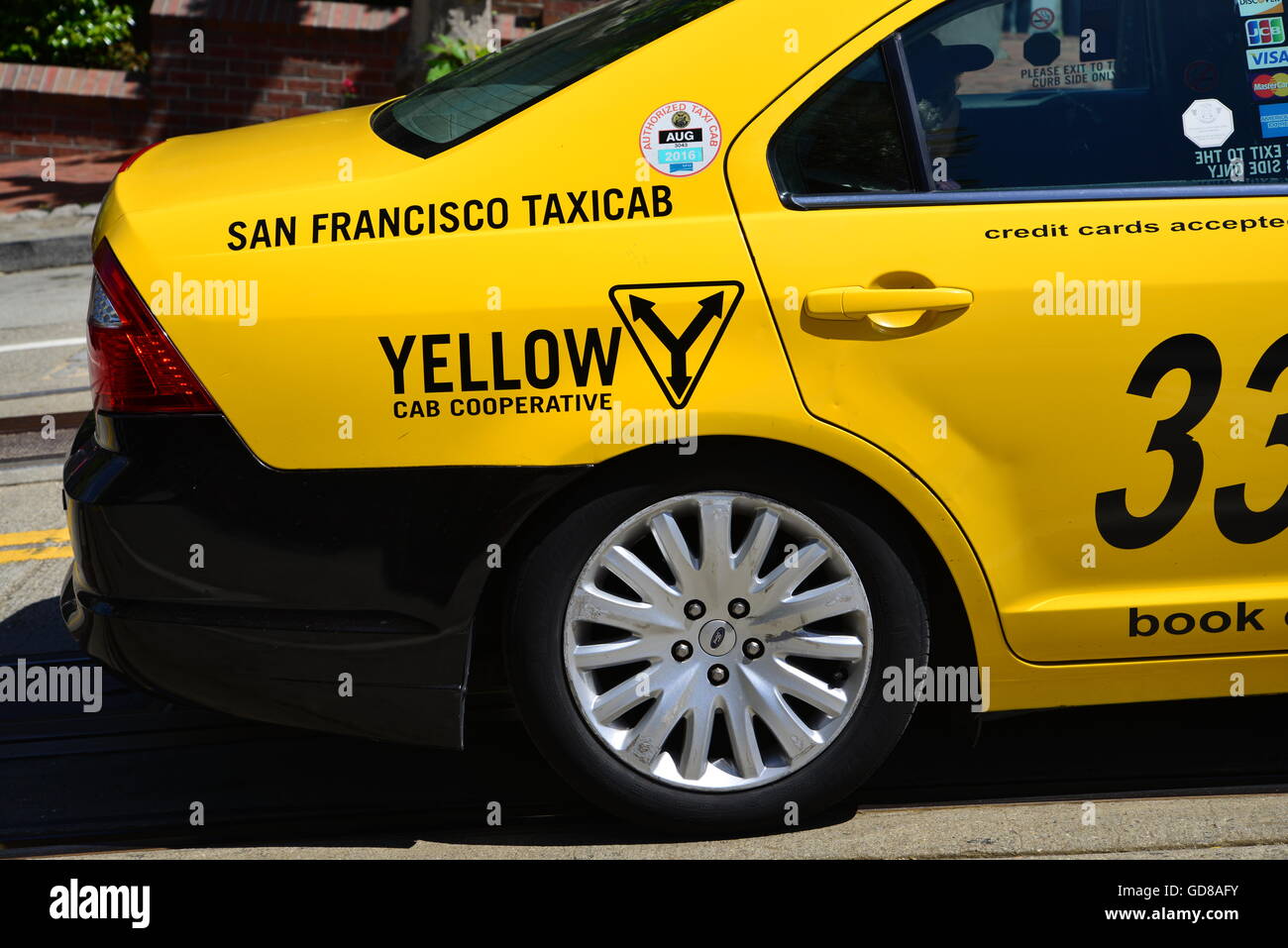 USA, California, San Francisco, San Francisco Taxicab, Yellow Cab Stock