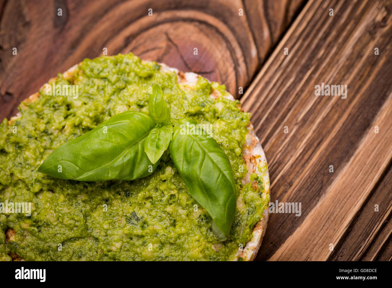 Natural homemade DIY vegan very healthy green pesto made of radish