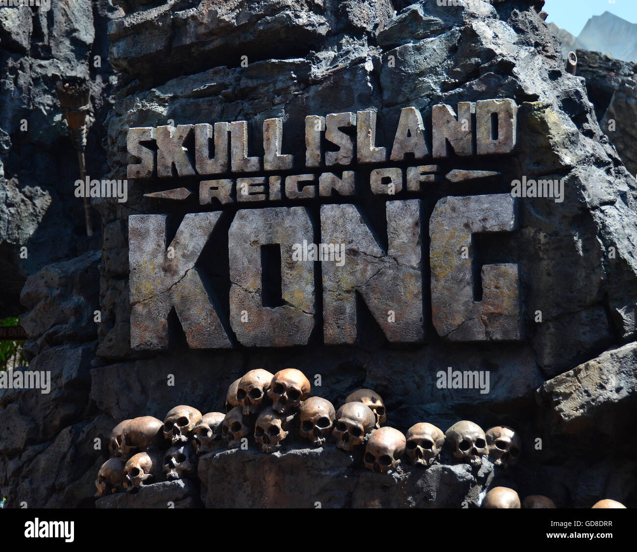 Entrance to New Ride Skull Island Reign Of Kong At Islands Of Adventure, Universal Resort Orlando, Florida Stock Photo