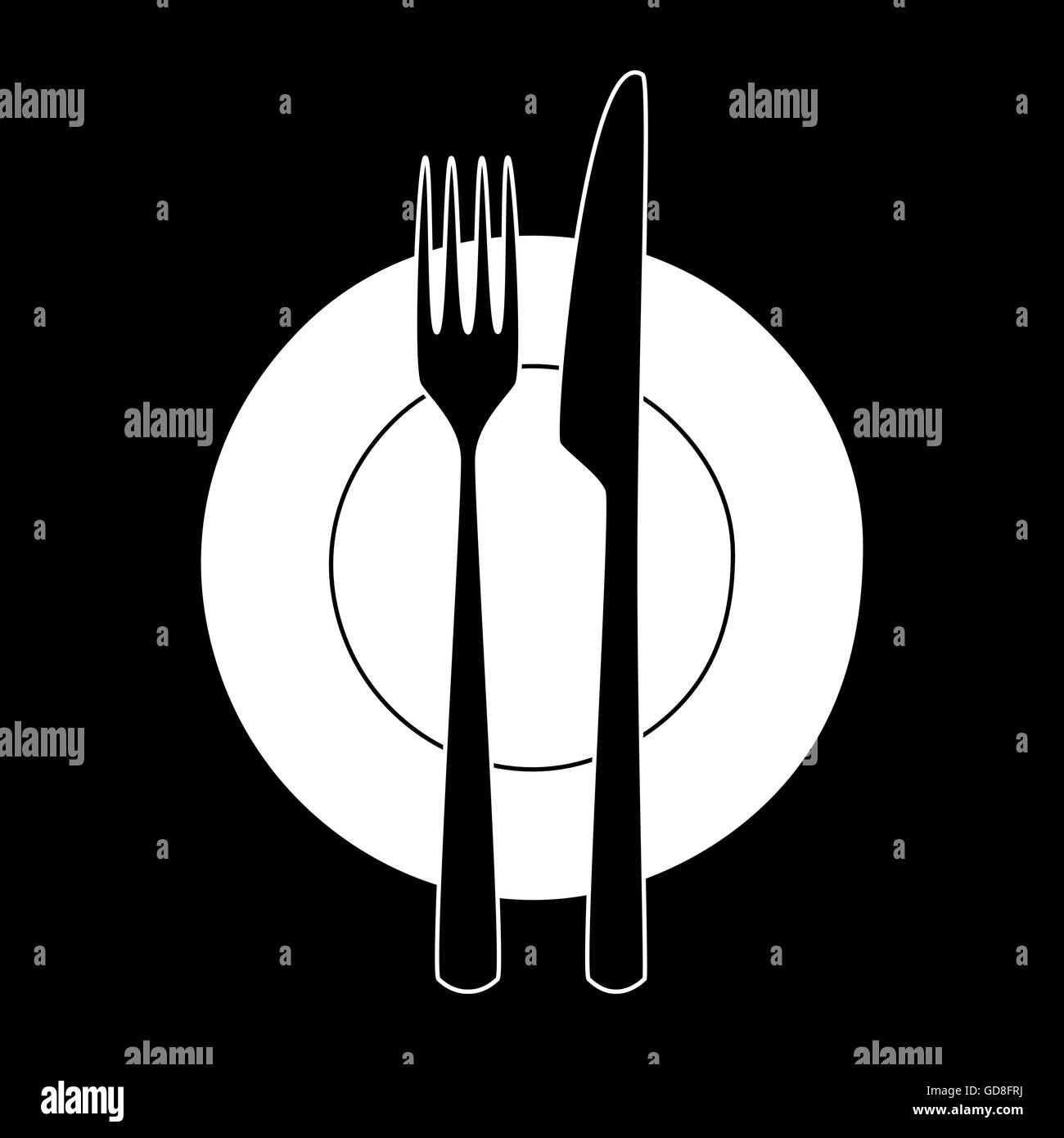 Plate knife and fork Black and White Stock Photos & Images Alamy