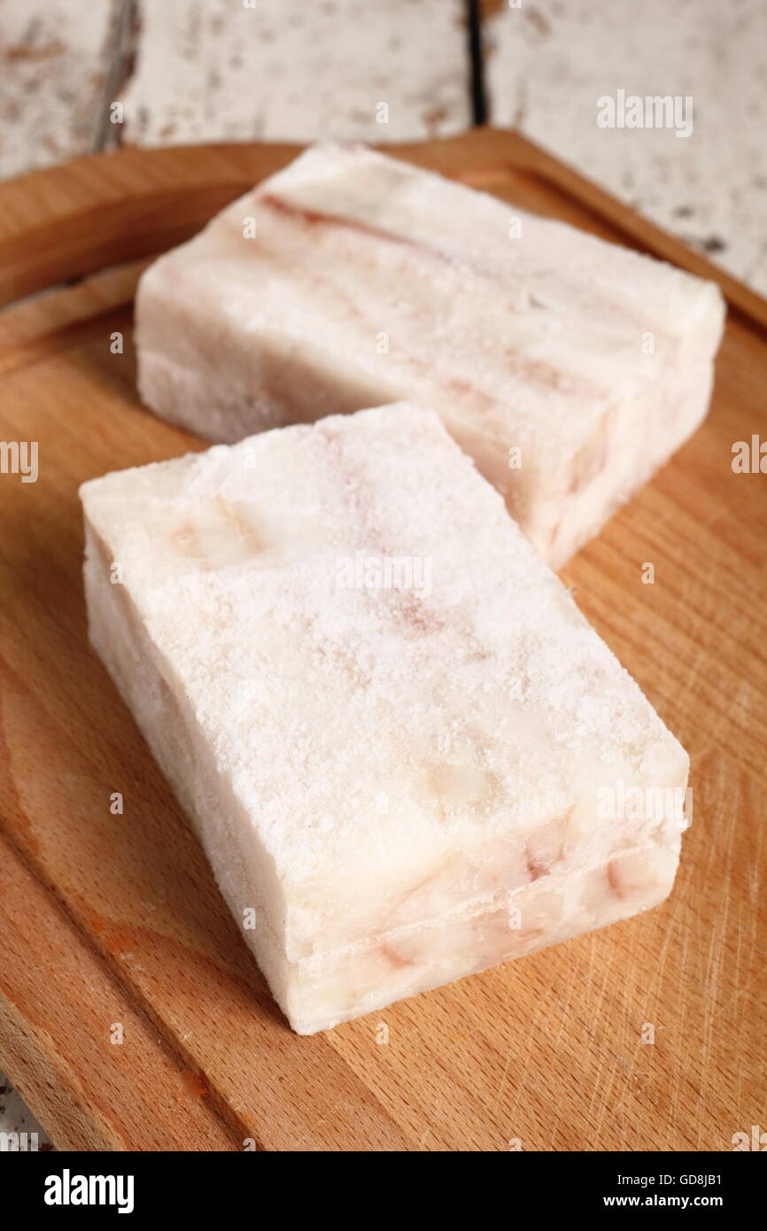 Frozen Fish Fillet Block, Alaska Pollock Stock Photo Alamy