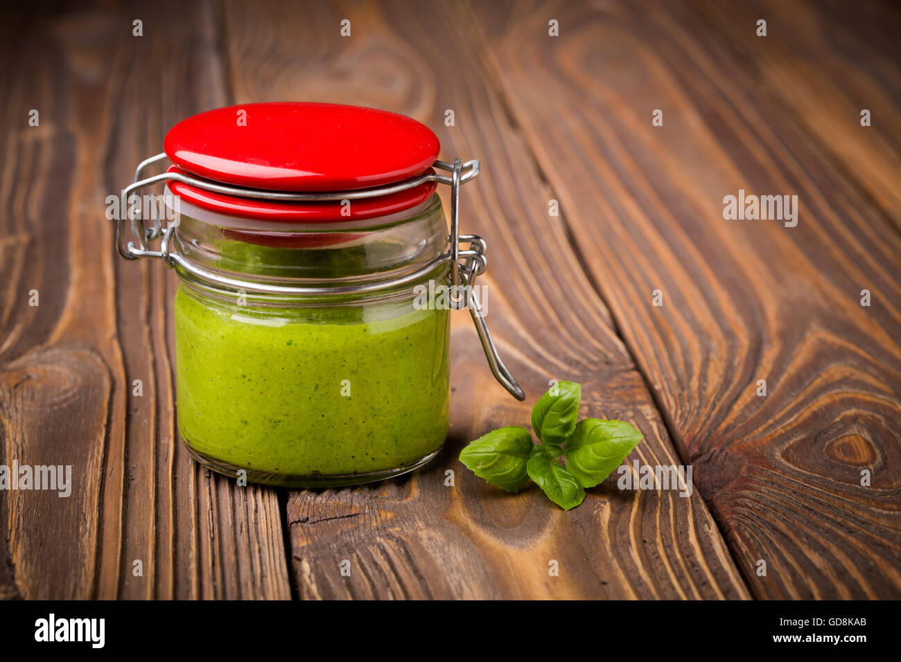 Diy homemade baby spinach pesto Stock Photo Alamy