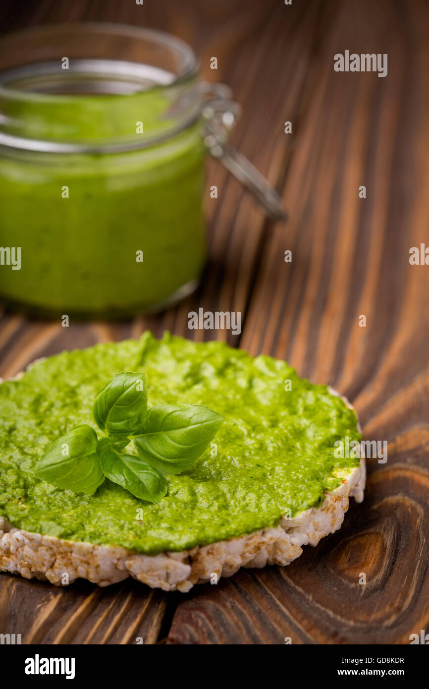 Diy homemade baby spinach pesto Stock Photo Alamy