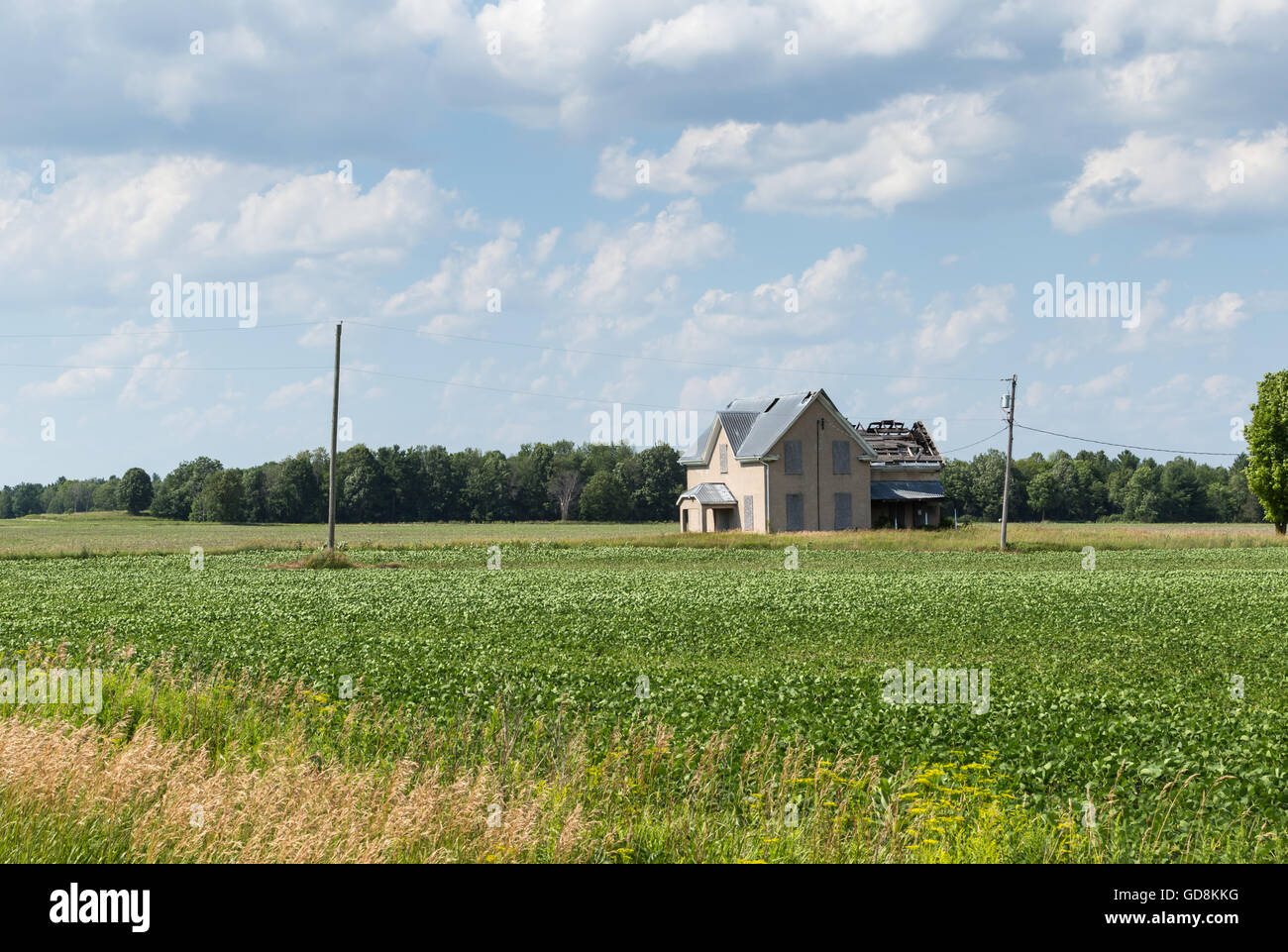 Farm house in a farmers field Stock Photo