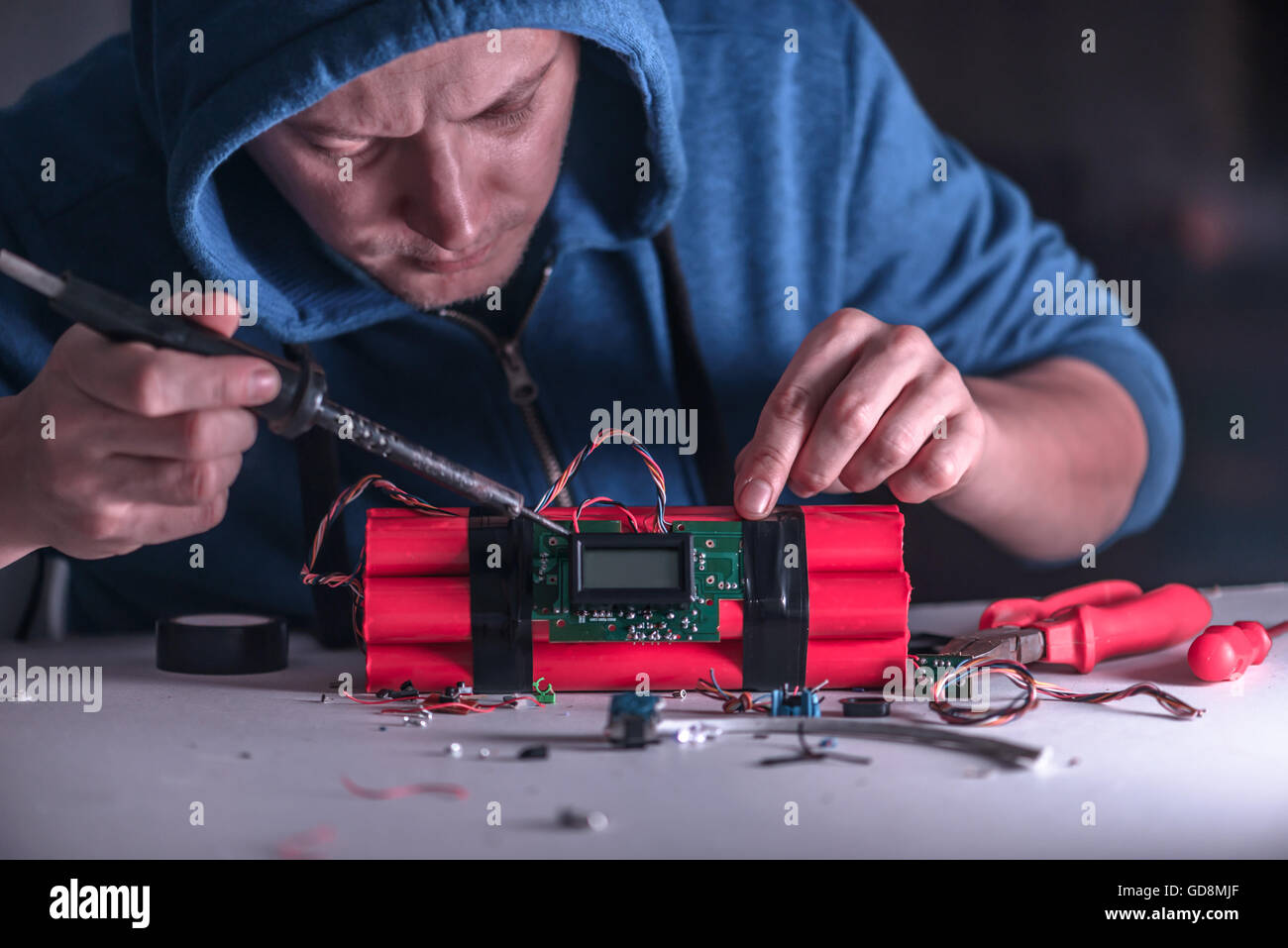 making bomb with digital timer Stock Photo