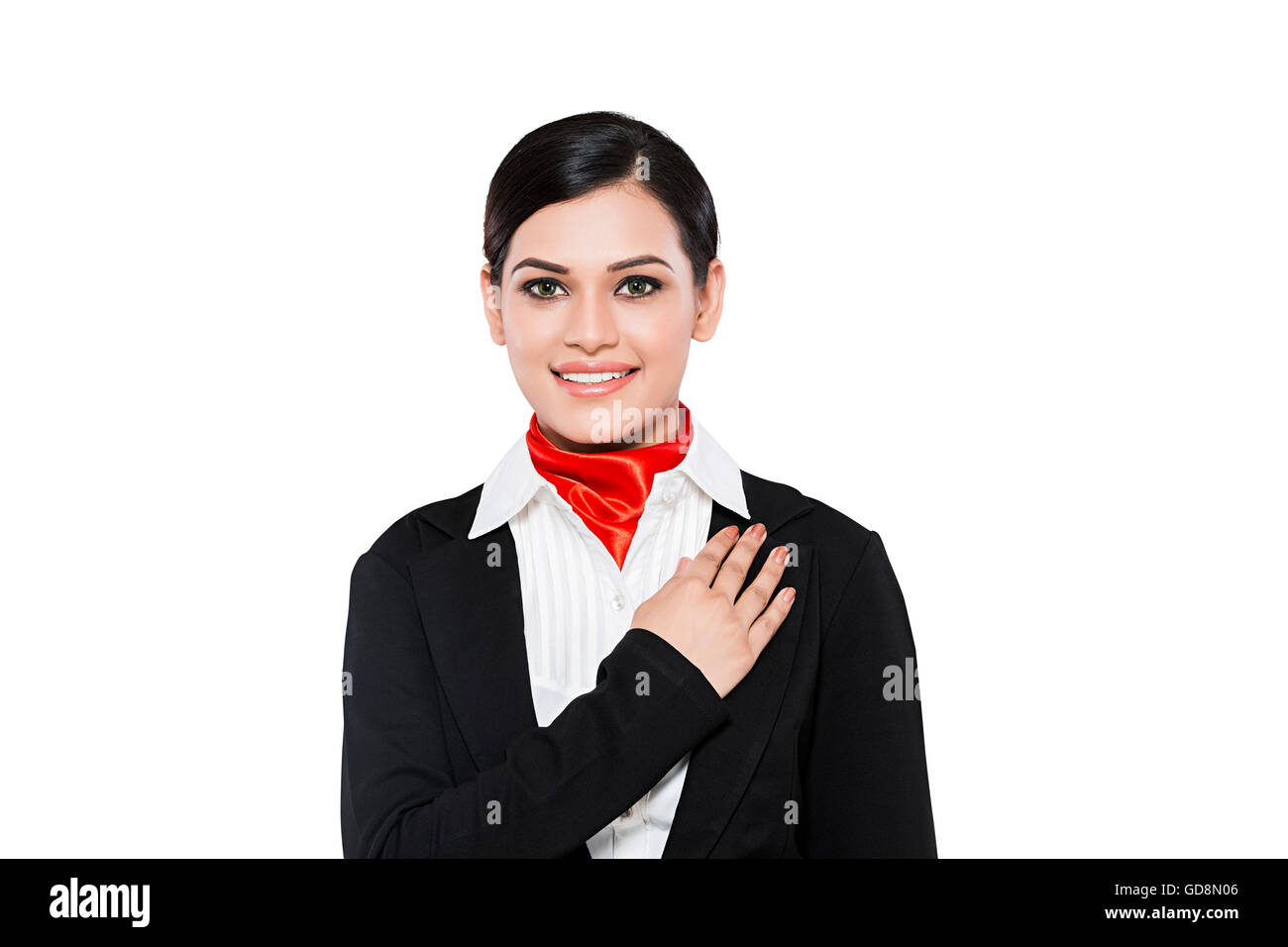 1 Indian Adult Woman Air Hostess Cabin Crew Obedience Stock Photo