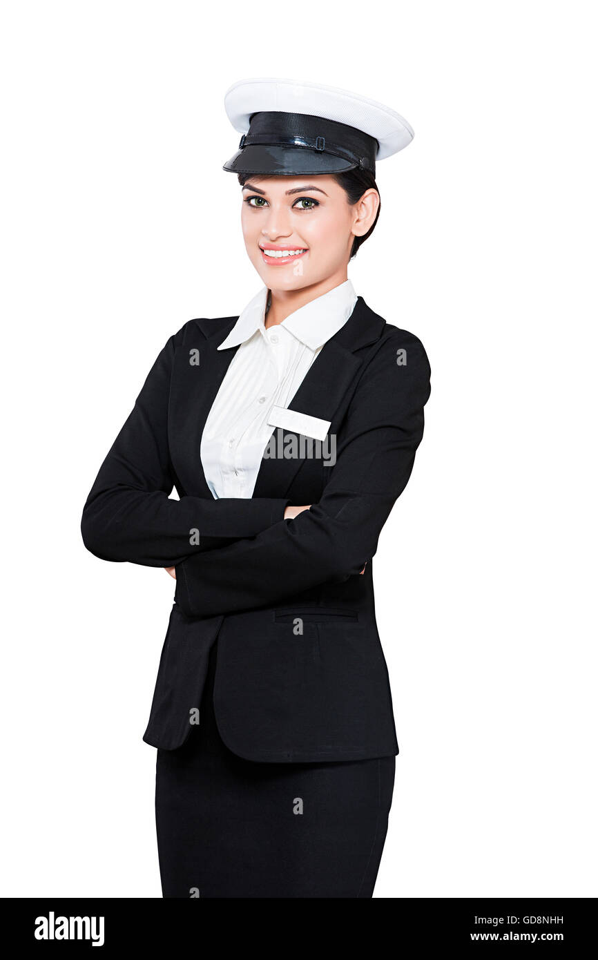 1 Indian Adult Woman Pilot Standing Arms Crossed Stock Photo Alamy