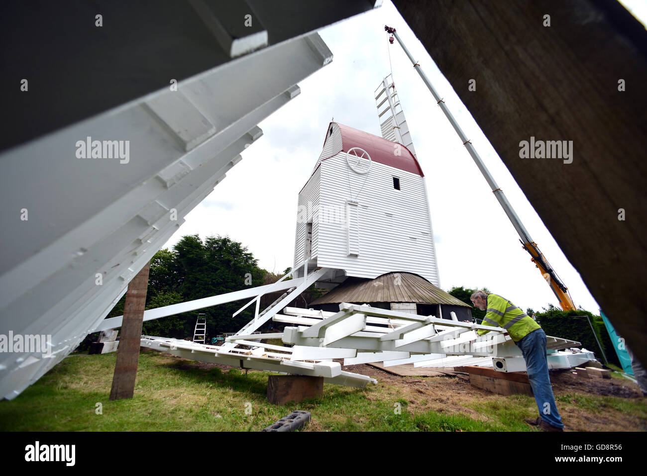 East Sussex, UK. 13th July 2016. New sweeps are attached to the newly