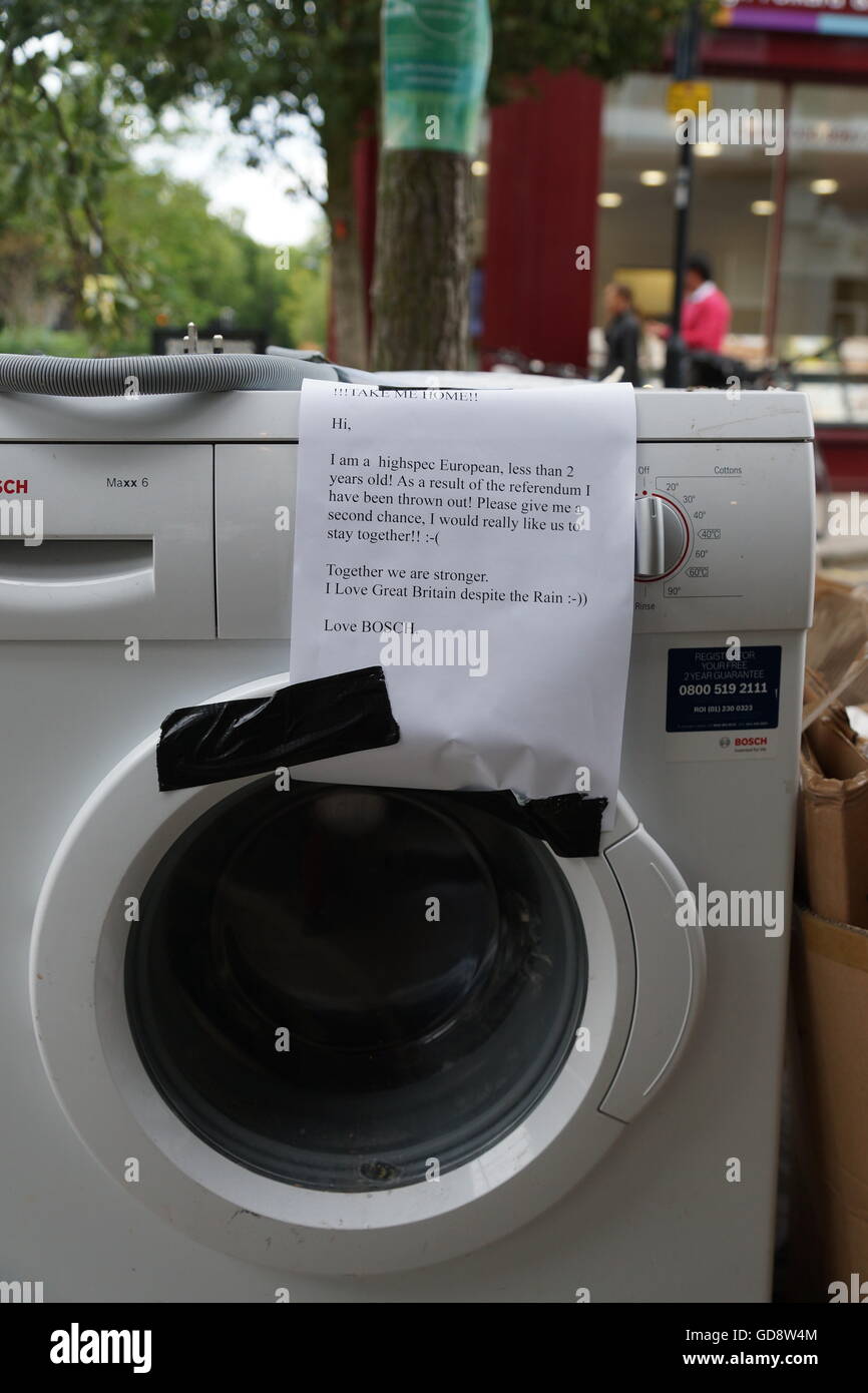 London England 13 July 2016 A Bosch Washing Machine Ejected