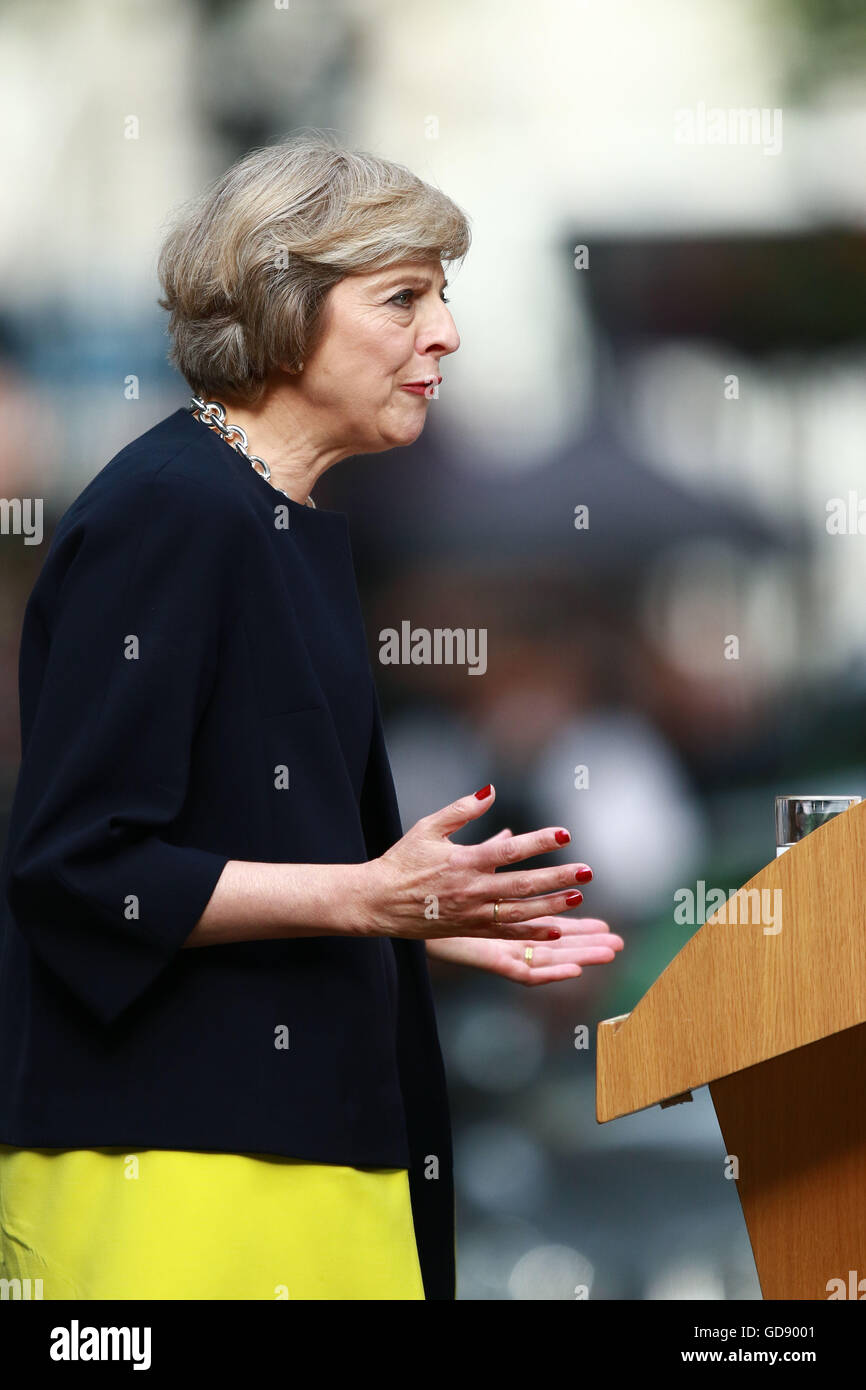 London, UK. 13th July, 2016. Prime Minister Theresa May makes her