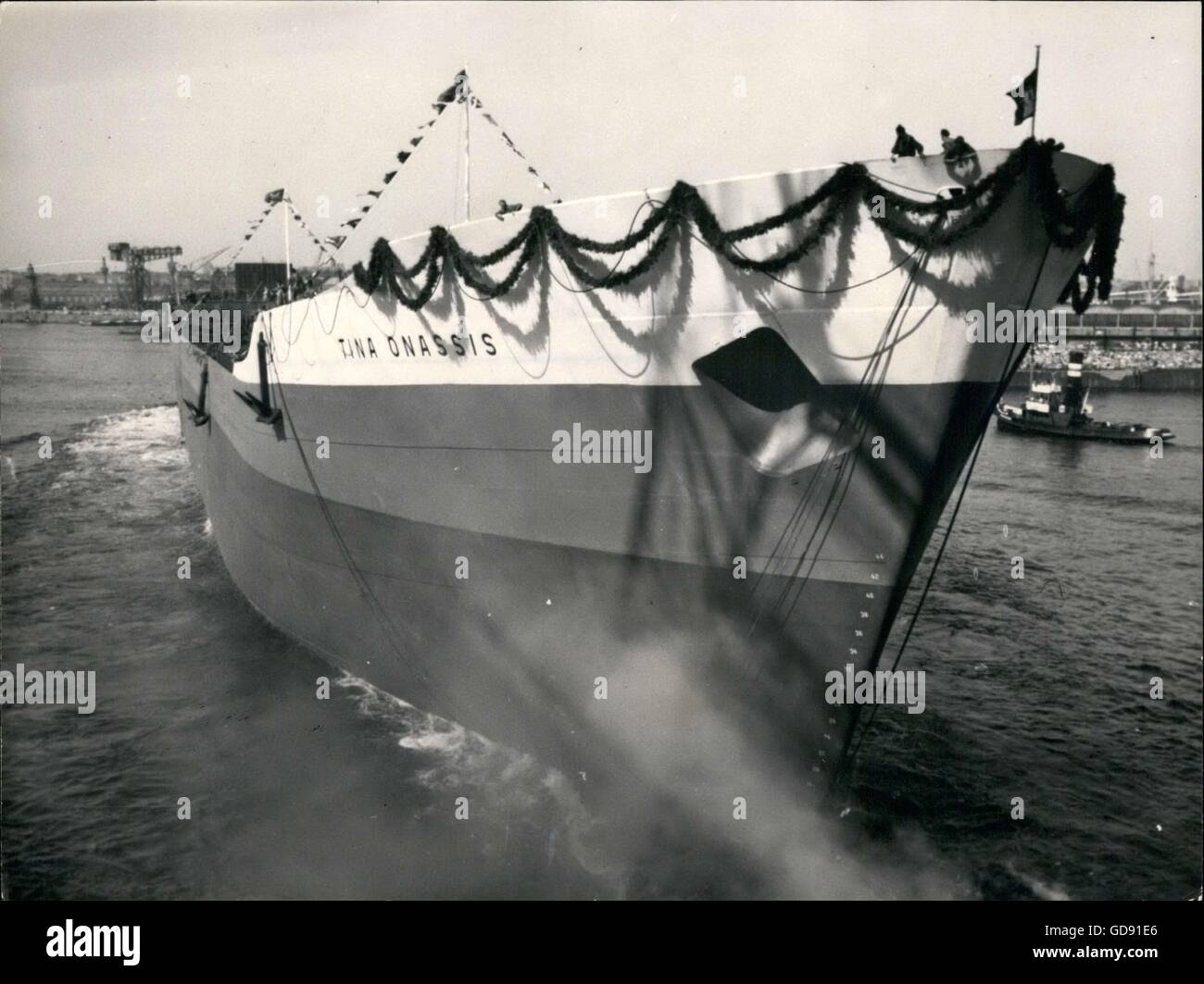 1961 onassis millionaire boat vessel ship ceremony christening