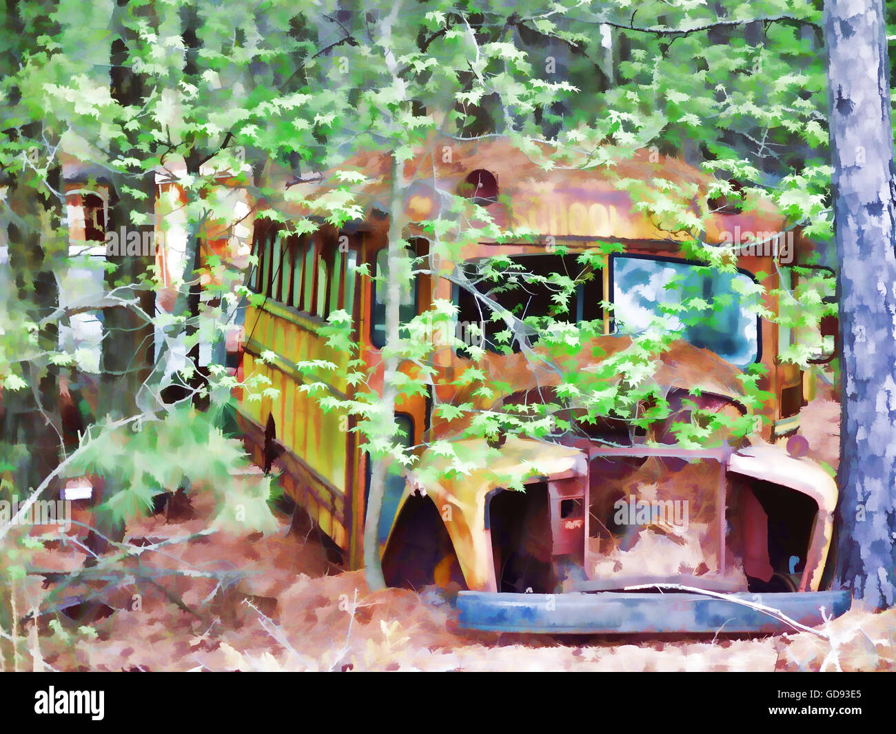 Old School Bus Stock Photo