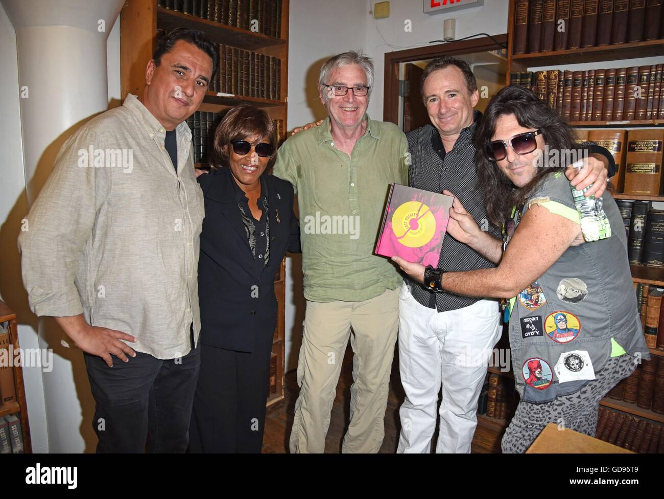 New York, NY, USA. 14th July, 2016. Steven Bush, Gloria Jones, Jake Holmes, Paul Rachman, Tony Mann at in-store appearance for The Lost Rockers: Broken Dreams and Crashed Careers Book Release Event, Strand Bookstore, New York, NY July 14, 2016. Credit:  Derek Storm/Everett Collection/Alamy Live News Stock Photo