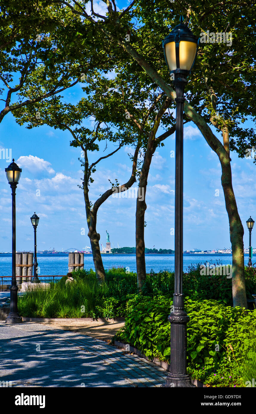U.S.A., New York,Manhattan,Battery Park promenade Stock Photo