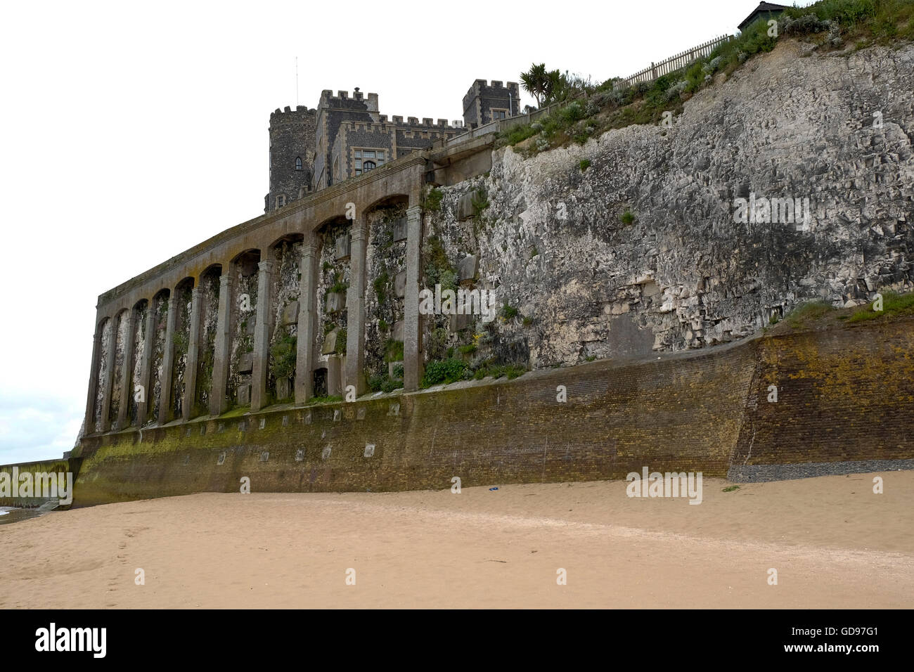 Kingsgate Castle on the cliffs above Kingsgate Bay, Broadstairs, Kent