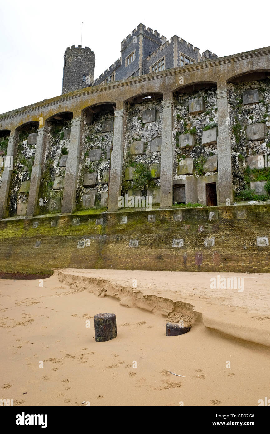 Kingsgate Castle on the cliffs above Kingsgate Bay, Broadstairs, Kent