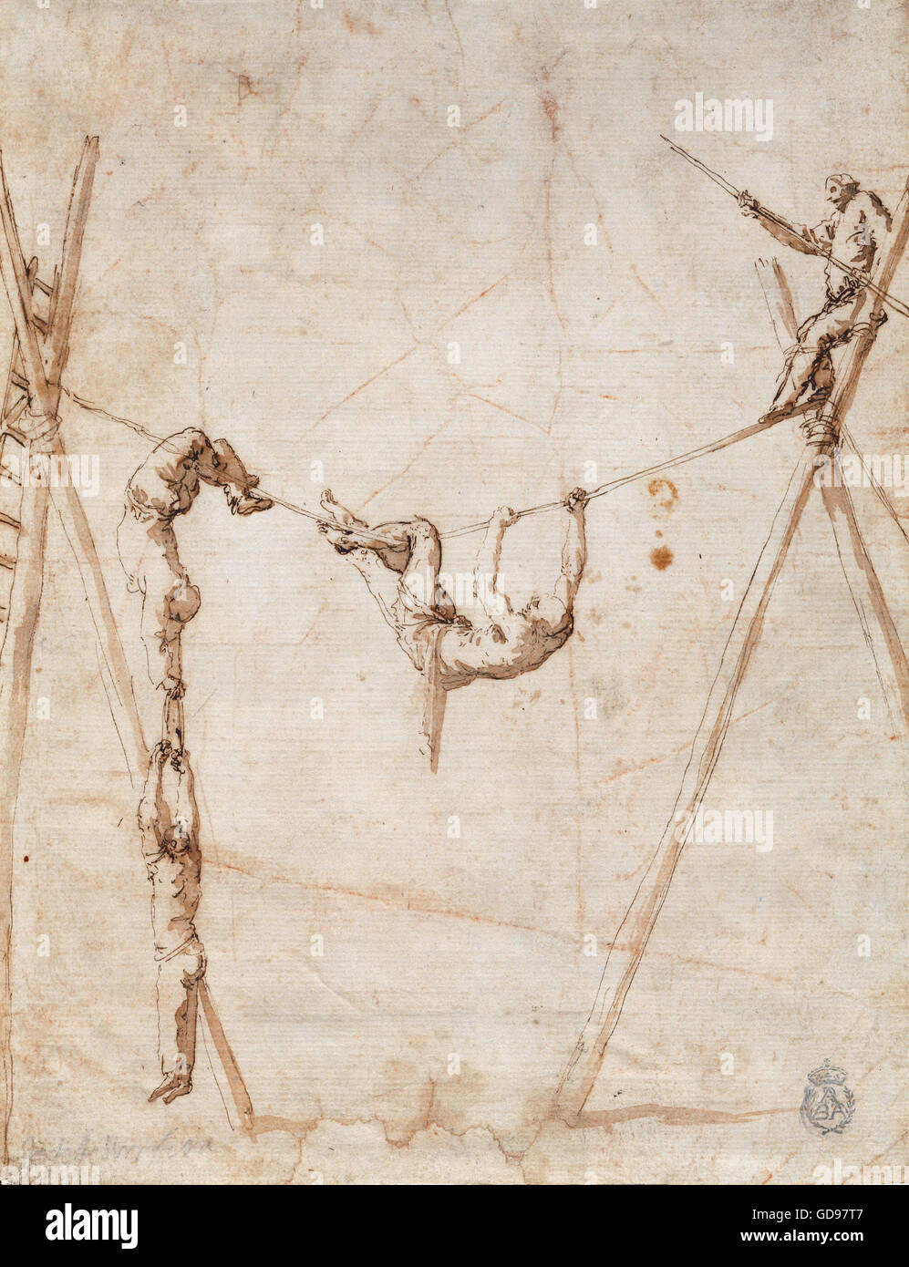 José de Ribera - Acrobatas en la cuerda. Stock Photo
