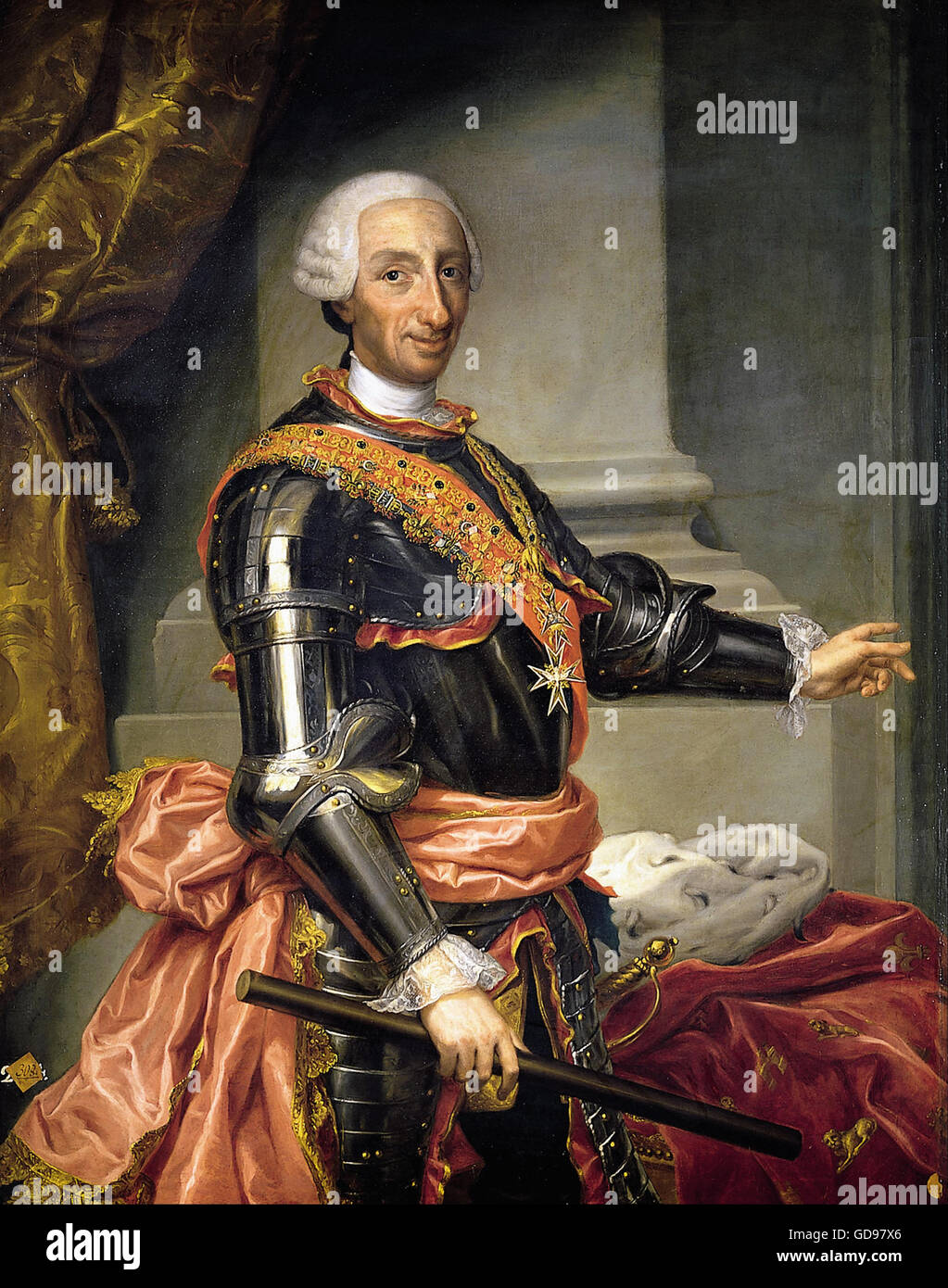 Andres de la Calleja (copiando el original de Mengs) - Retrato de Carlos III Stock Photo