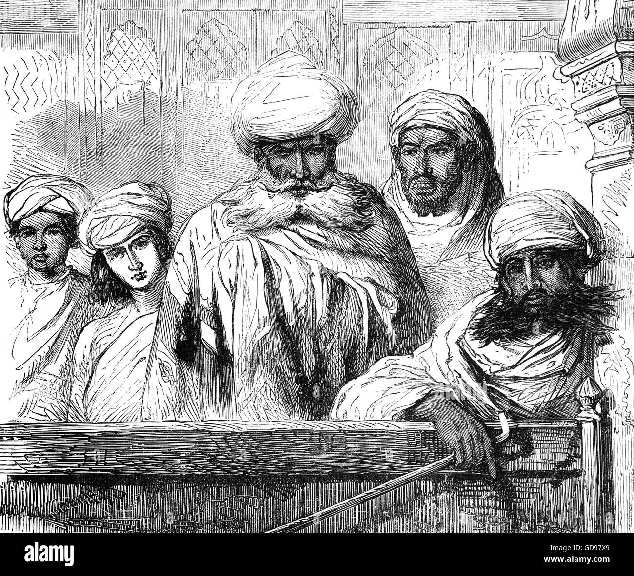 Group portrait indian men Black and