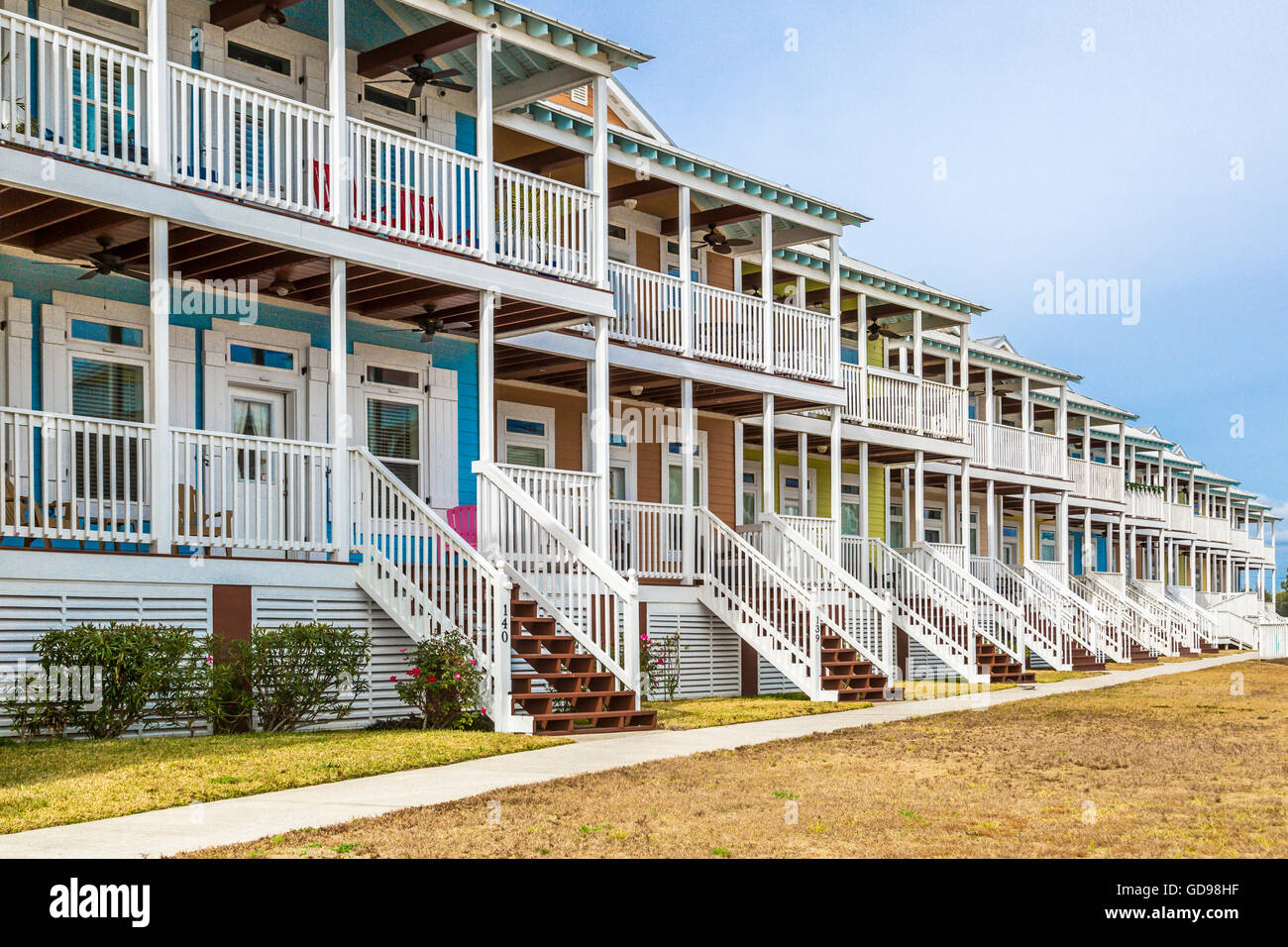 Row of waterfront condominium homes on East Beach Boulevard in Pass
