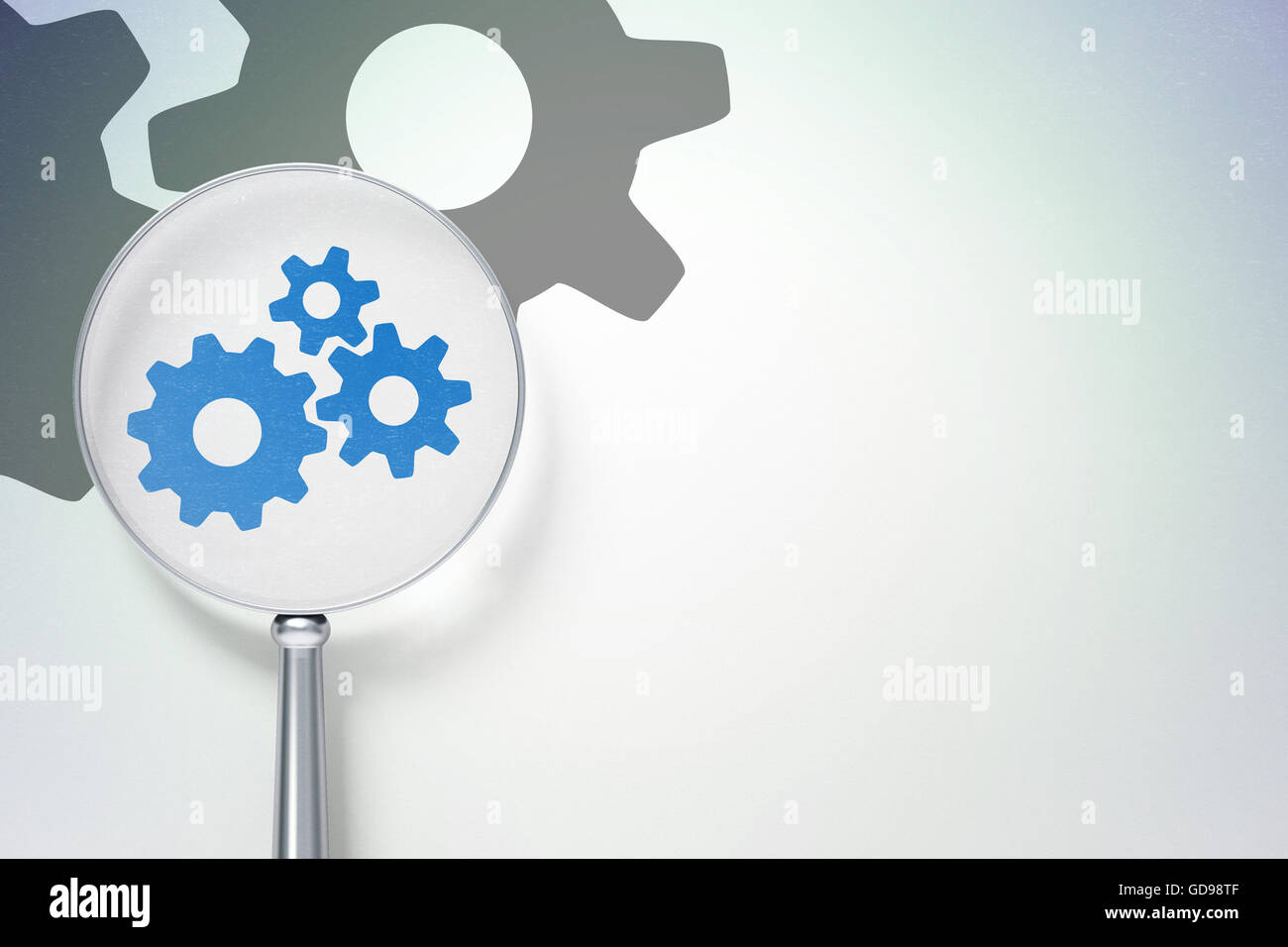 Information concept: Gears with optical glass on digital background ...