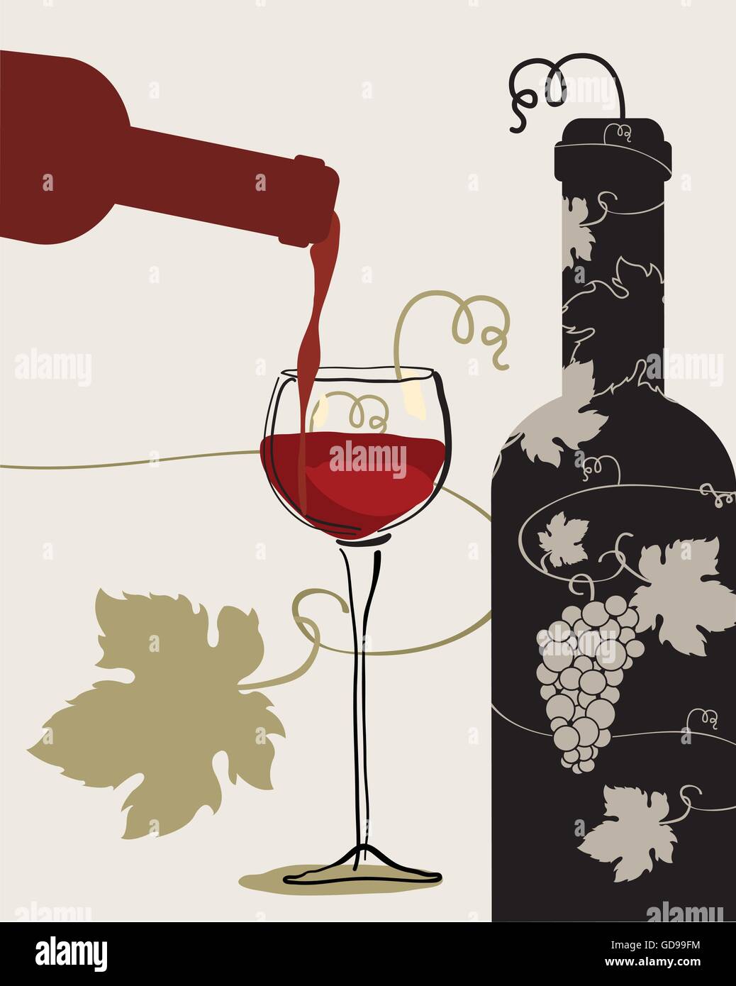 Bottle wine glass grapes Stock Vector Image & Art - Alamy
