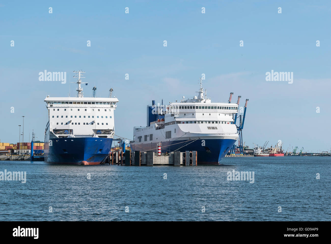 Two big ships in port. Stock Photo