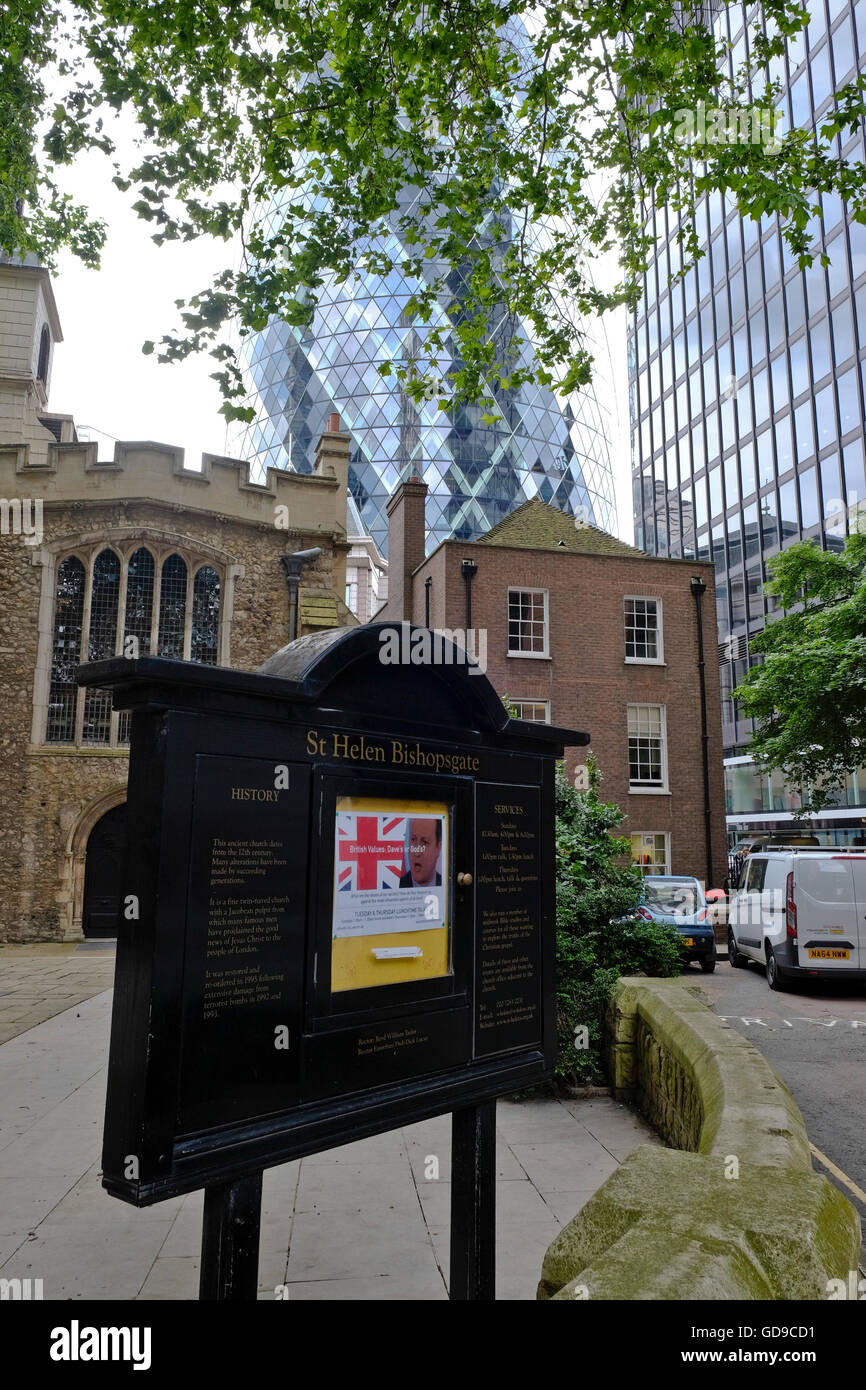 St Helen's Bishopsgate with The Gerkin in the background Stock Photo