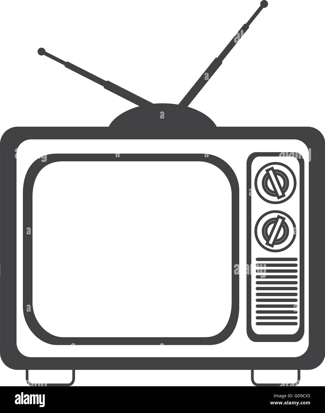 Retro tv icon in black and white colors Stock Vector Image & Art - Alamy