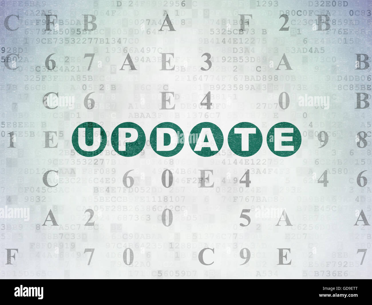 Web development concept: Update on Digital Data Paper background Stock ...
