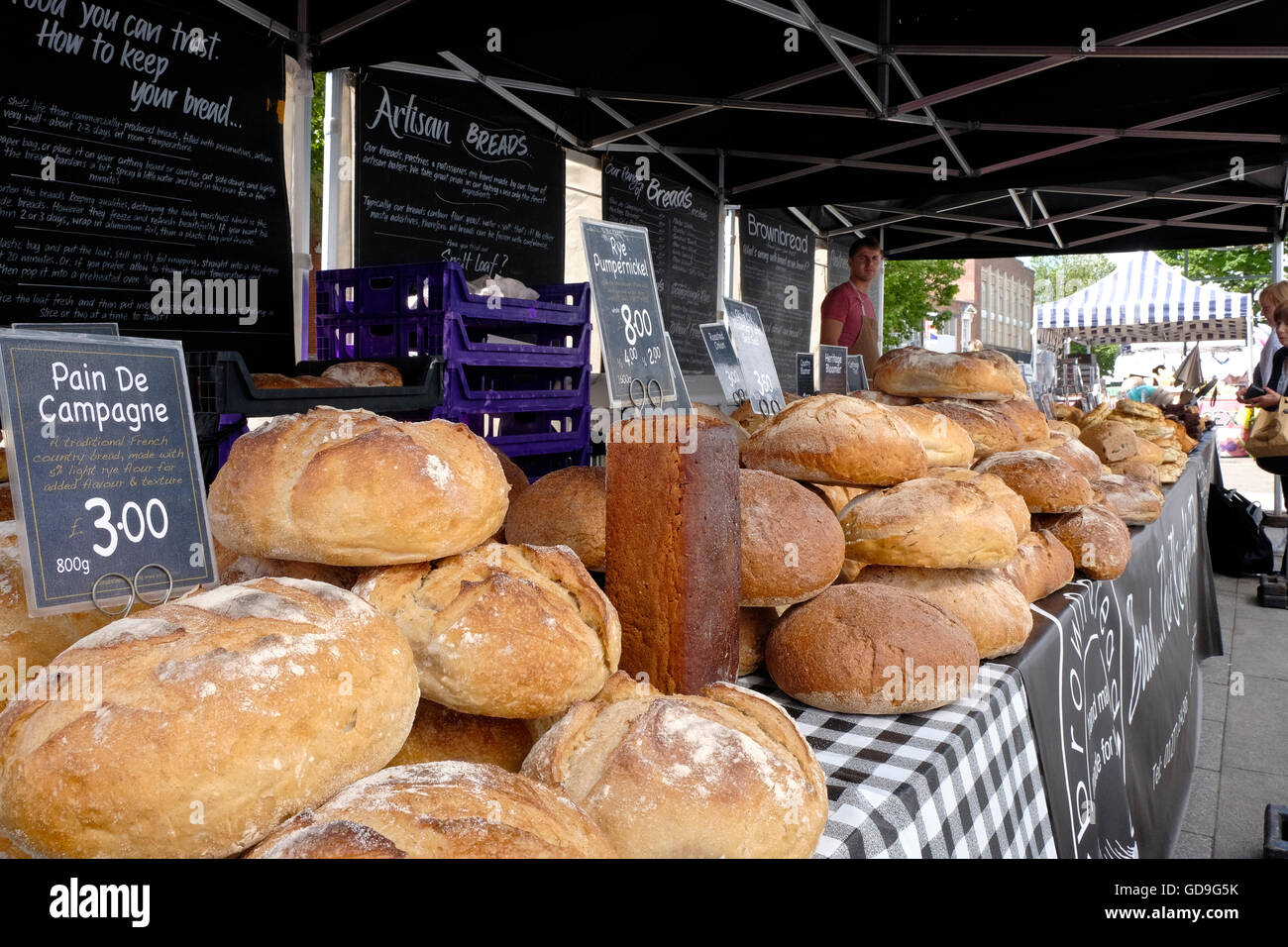 A street stall selling fresh baked bread on the pavement in Brentwood