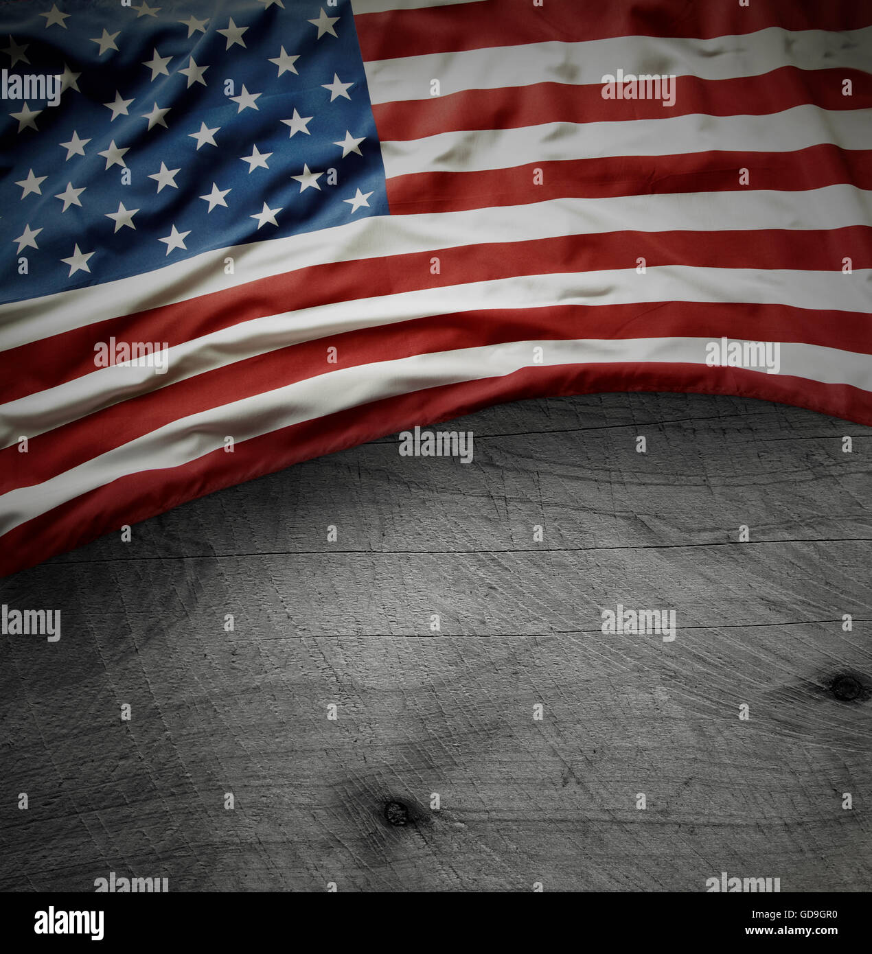 American flag on wooden background Stock Photo - Alamy