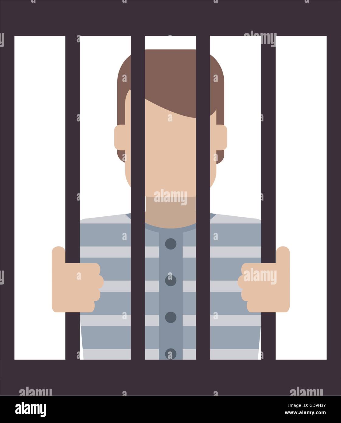 jail inmate behind bars icon Stock Vector