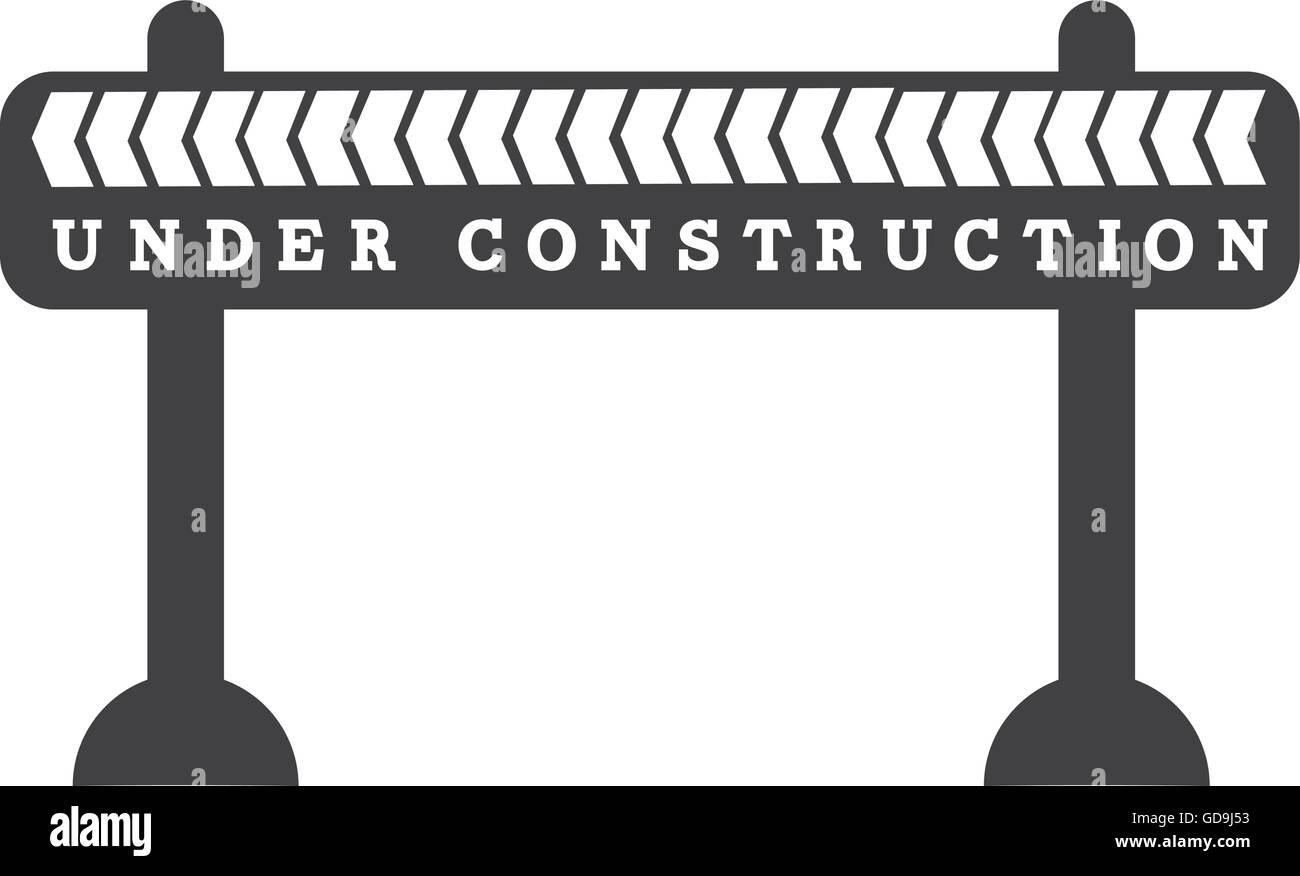 Under construction barrier in black and white icon Stock Vector Image ...